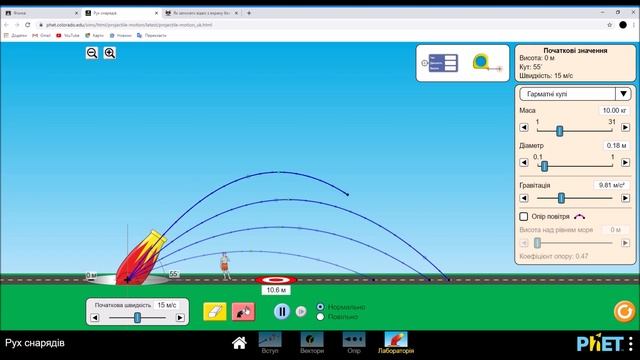 Дослідження руху тіла, кинутого під кутом до горизонту смотреть онлайн