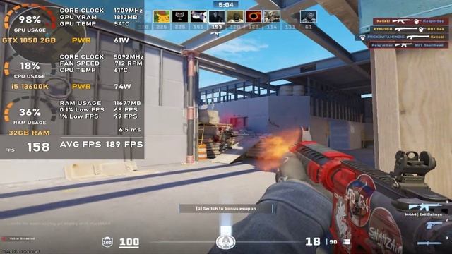 GTX 1050 2GB | Counter-Strike 2 - 1280x960 смотреть онлайн