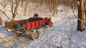 Проходимость увеличенных колес мотоблока по снегу.Самосвал тележки.