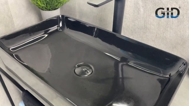 Накладная раковина черная глянцевая Gid BL9396 смотреть онлайн