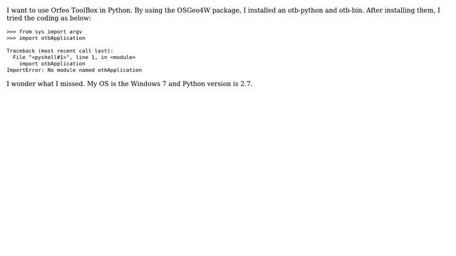 GIS: Using Orfeo ToolBox in Python 2.7 смотреть онлайн