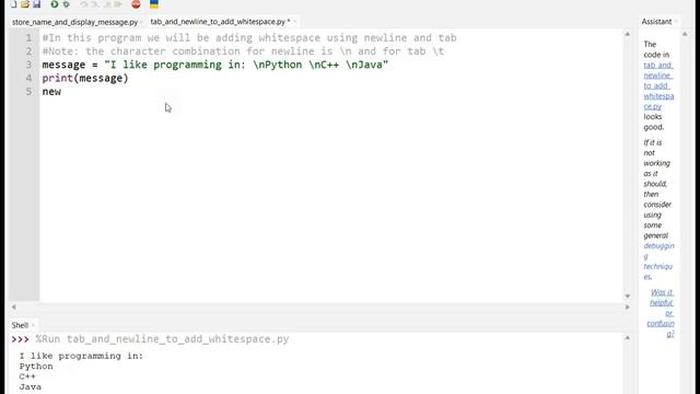 Adding Whitespace Using New Line and Tab смотреть онлайн