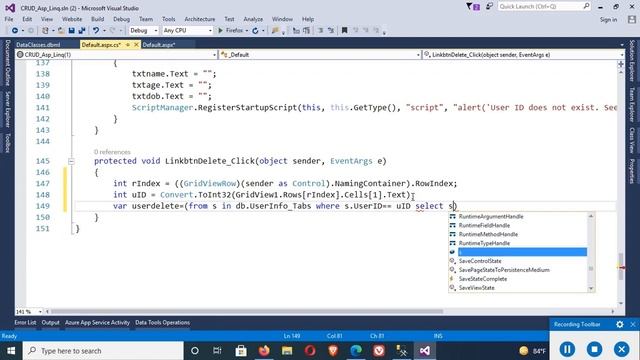 Delete Selected Row From GridView in Asp net C# Using Linq to SQL смотреть онлайн