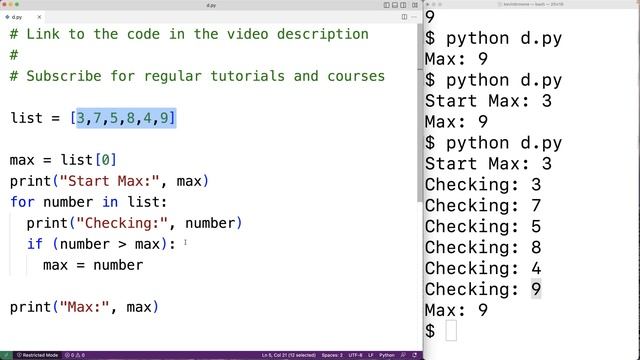 Find The Maximum Number In A List Without Using max() | Python Example смотреть онлайн