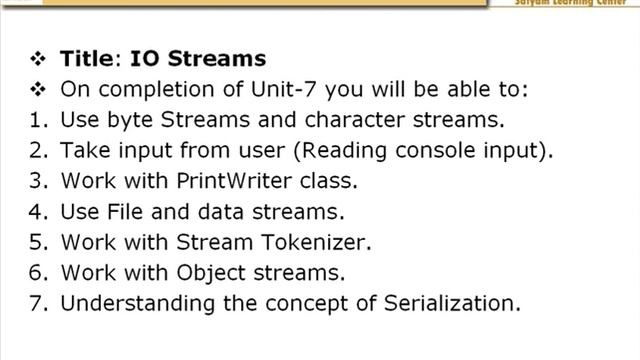 java IO Streams смотреть онлайн