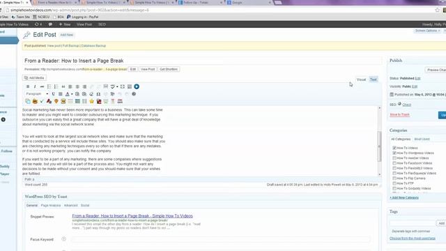 How to Insert a Page Break in a Wordpress Blog смотреть онлайн