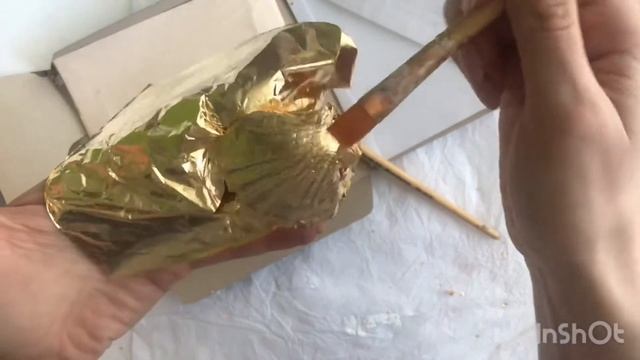 Быстрое золочение листовой поталью на ракушке / Обзор материалов love2art поталь и клей для потали смотреть онлайн