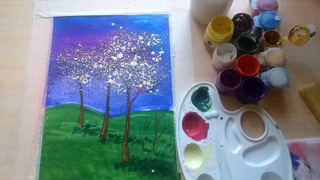 Весенний сад!!техника набрызг смотреть онлайн