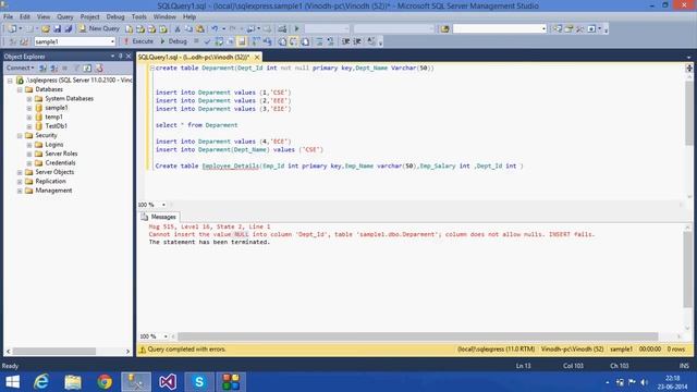 4. SQL Server Tutorial - Telugu (Primary Key,Foreign Key,Not null) смотреть онлайн