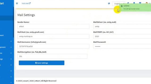 Mail and Site Settings emart Laravel Multi Vendor Ecommerce Advanced CMS смотреть онлайн