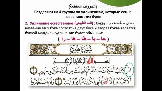 Урок 34. Естественное удлинение в буквах (المد الطبيعي الحرفي). смотреть онлайн