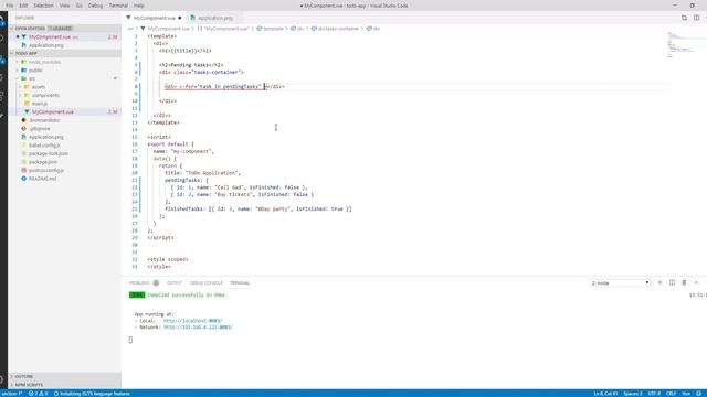 14. Defining and displaying tasks using v-for directive - Vue 2.0 Tutorials смотреть онлайн