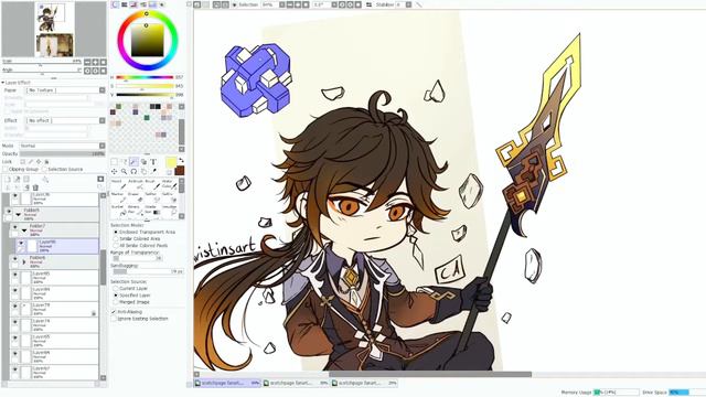 Zhongli chibi fanart [Paint tool sai] смотреть онлайн