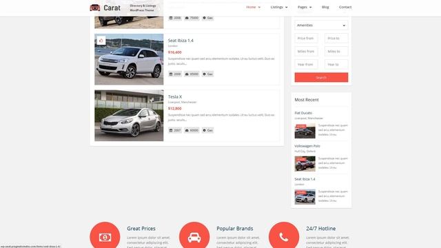 Carat - Automotive Listing WordPress Theme смотреть онлайн