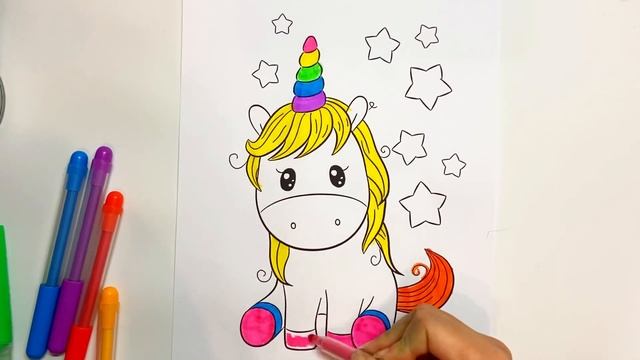 unicorn rainbow cartoon , радужный единорог раскраска смотреть онлайн