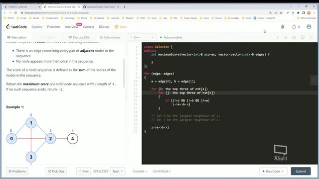 【每日一题】LeetCode 2242. Maximum Score of a Node Sequence смотреть онлайн