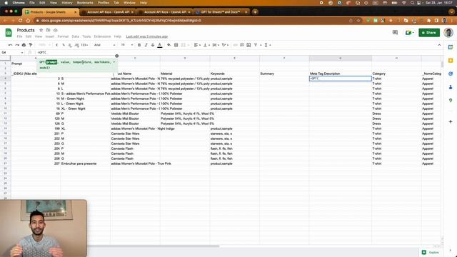 How to use chatGPT (OpenAI API) with Google Sheets - Meta tag description generator смотреть онлайн