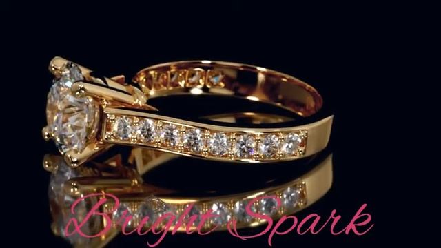 Кольцо из желтого золота в стиле Картье Solitaire Virginia на 3,2 карата от Bright Spark смотреть онлайн