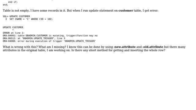 Databases: Copy a single record to a replica table before update using trigger (Oracle 12c) смотреть онлайн