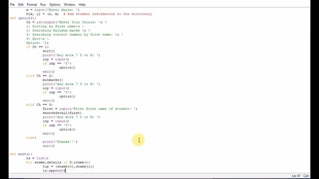 Python program to sort and find the data in the student records смотреть онлайн