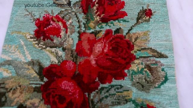 Старинная вышивка крестиком. Букет алых роз. Винтаж. Vintage collection смотреть онлайн