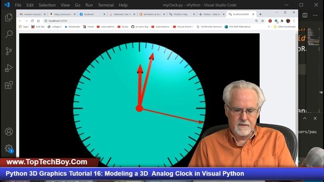 Python 3D Graphics LESSON 16: Modeling a 3D Analog Clock in Vpython смотреть онлайн