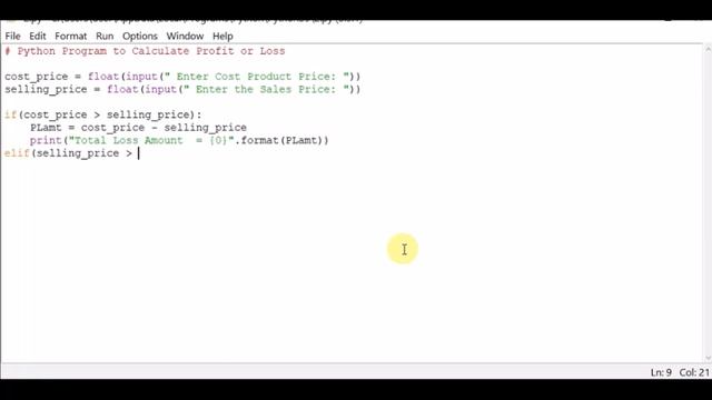 Python Program to Calculate Profit or Loss смотреть онлайн
