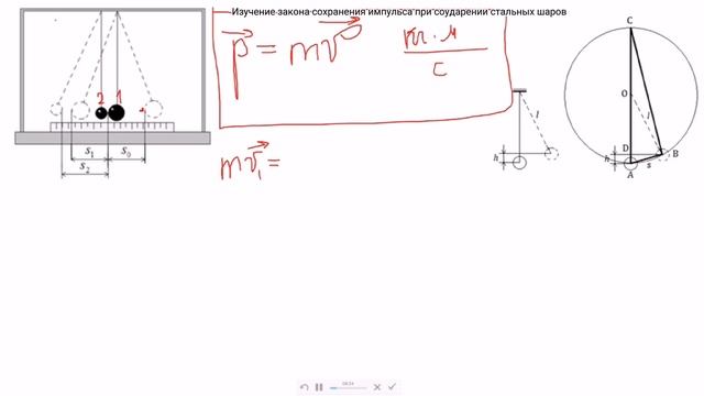 Лабораторная работа/Физика/Изучение закона сохранения импульса при соударении стальных шаров/Теория