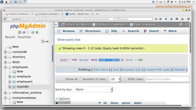 9 MySQL database server AND , OR смотреть онлайн