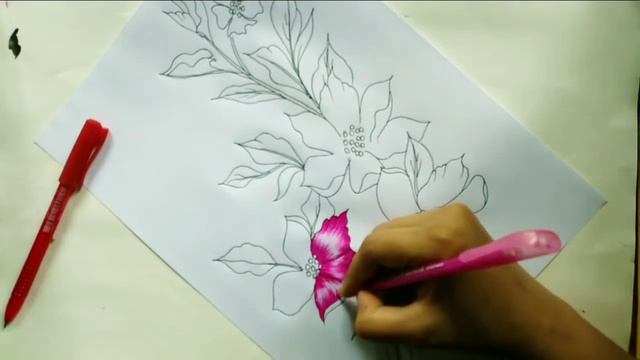 How to Draw Beautiful Flowers Using Ballpoint Pen смотреть онлайн