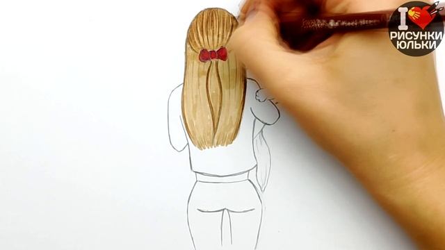 Как нарисовать девушку с котиком | Скетч девушки карандашом и маркерами | Рисунки Юльки смотреть онлайн