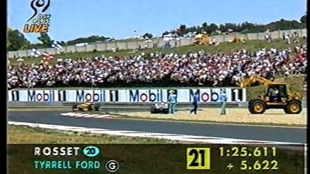 F1 Hungary 1998 FP2 Rosset spins into the gravel DF1 смотреть онлайн