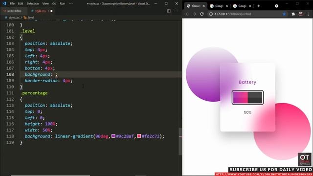 Get Battery Level using Javascript | CSS Glassmorphism UI Design | Toggle Between Light & Dark mode смотреть онлайн