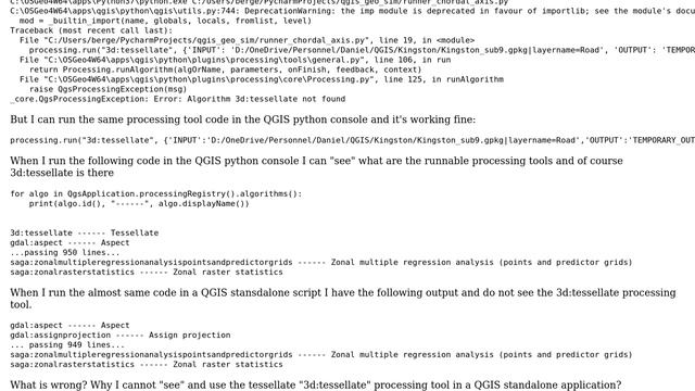 GIS: QGIS standalone application in python can't access 3d:tessellate processing tool смотреть онлайн