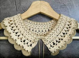 Вязание крючком: Красивый ажурный воротничок, связанный крючком из хлопка, воротничок для школьницы
