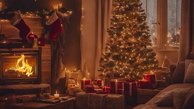 Beautiful Christmas Ambience ?? Relaxing Christmas Music Fireplace ? Christmas Fireplace Background