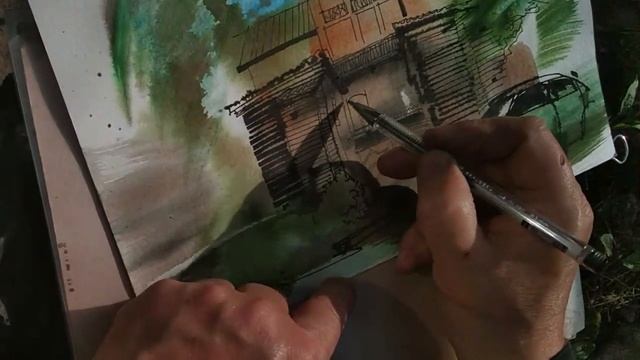 Городская зарисовка Акварель Перо Urbansketching Watercolor смотреть онлайн