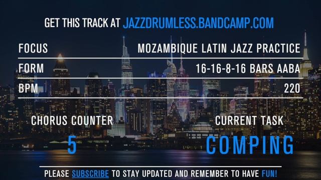 Mozambique Latin Jazz Drumless Backing Track | 220 Bpm