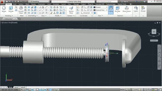 C-Clamp on Autocad 2014 drawing part 6 prd by Abdrehman Ahmed смотреть онлайн