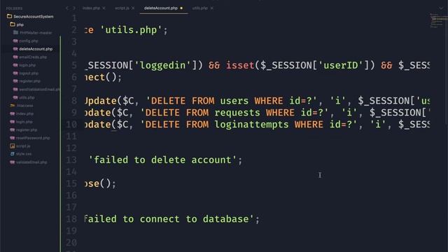 Deleting A Users Account - Secure PHP Authentication System from Scratch Ep. 5 смотреть онлайн