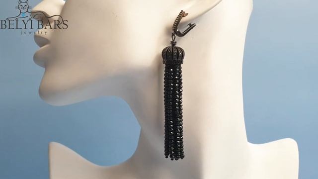 Серьги кисточки черные из бисера смотреть онлайн