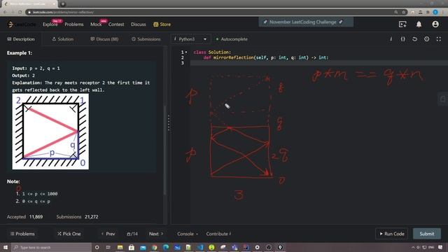 LeetCode 858. Mirror Reflection смотреть онлайн
