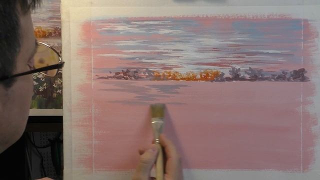 Мастер Класс. Гуашь. ОНЛАЙН УРОК. ПОЛЕ ТУМАН РОМАШКИ смотреть онлайн