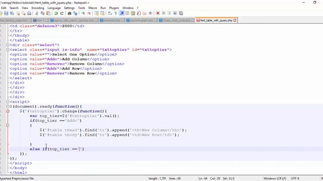 dynamically add remove rows and columns of html table using jquery tutorial for beginners in hindi смотреть онлайн