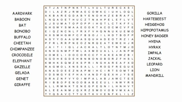 online word search game free | word searching puzzle game for kids | African animals смотреть онлайн