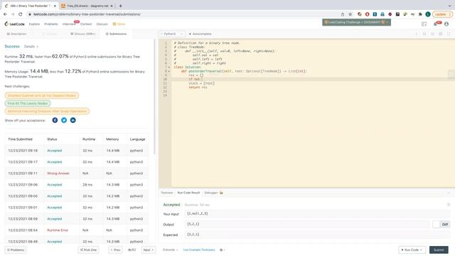 树的后序遍历 Leetcode 145. Binary Tree Postorder Traversal in Python смотреть онлайн