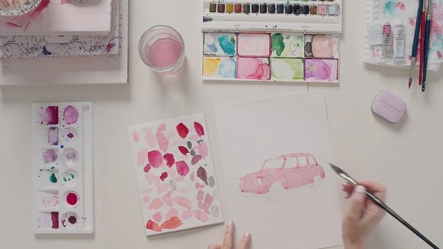 Painting The Langham Hotel Pink Taxi in watercolor with Kerrie Hess смотреть онлайн