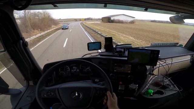 POV Driving A 510ps Truck. Mercedes Actros 1851. 4K