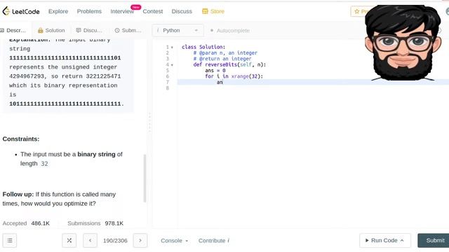 Leetcode Question 190 "Reverse Bits" in Python смотреть онлайн