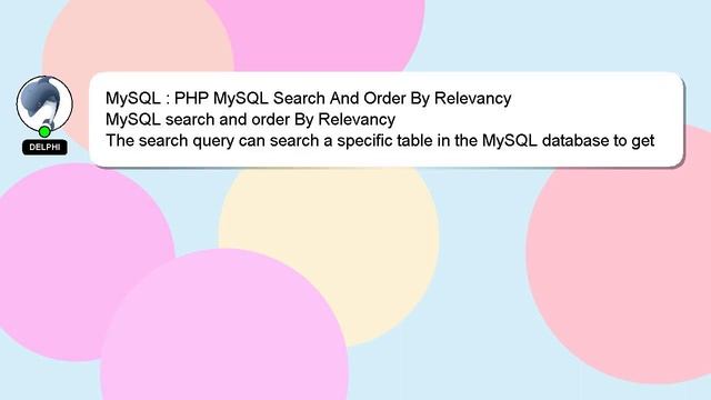 MySQL : PHP MySQL Search And Order By Relevancy смотреть онлайн